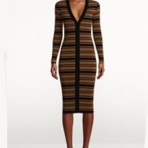 Victor Glemaud Brown and Black Striped Long Sleeve Dress/duster